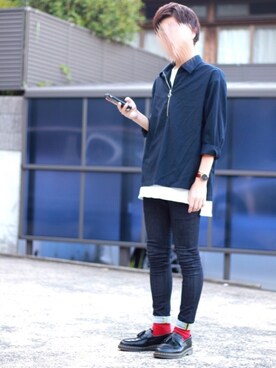 「アイテム（ローファー）」を使った、よっシーさん（メンズ・172cm・10代）の秋コーディネート