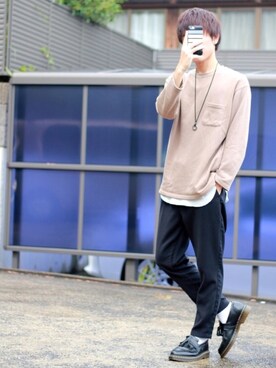 「アイテム（ローファー）」を使った、よっシーさん（メンズ・172cm・10代）の秋コーディネート