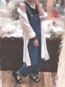 「SpRay（スプレイ）のアイテム（サロペット/オーバーオール）」を使った、あおいさん（レディース・159cm）の夏コーディネート