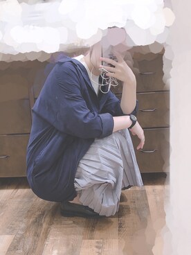 「スウェードスカート」｜「アイテム（シャツワンピース）」を使った、あおいさん（レディース・159cm）の秋コーディネート