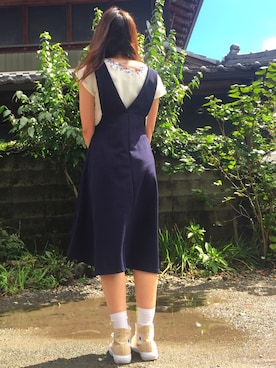 「rps（アールピーエス）のアイテム（ジャンパースカート）」を使った、natsuさん（レディース・160cm）の秋コーディネート