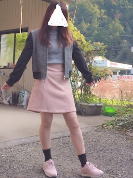 「くすみピンク」｜「アイテム（ブルゾン）」を使った、natsuさん（レディース・160cm）の秋コーディネート