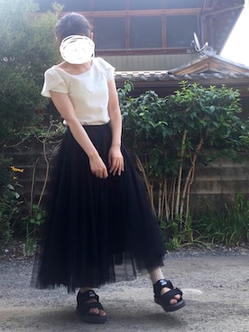 「Supreme.La.La.（シュープリームララ）のアイテム（トップス）」を使った、natsuさん（レディース・160cm）の夏コーディネート