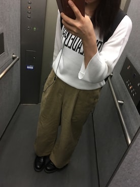 「Samansa Mos2 blue（サマンサモスモスブルー）のアイテム（チノパンツ）」を使った、きぃさん（レディース・169cm）の秋コーディネート