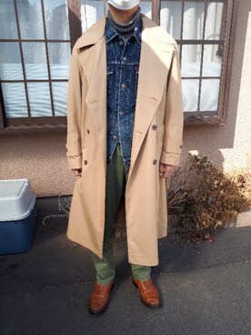 デニムジャケットを使った トレンチコート の人気ファッションコーディネート 年齢 45歳 49歳 Wear