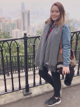 「Roots Canadaのアイテム（帽子）」を使った、腳翠娜さん（レディース・165cm）の冬コーディネート