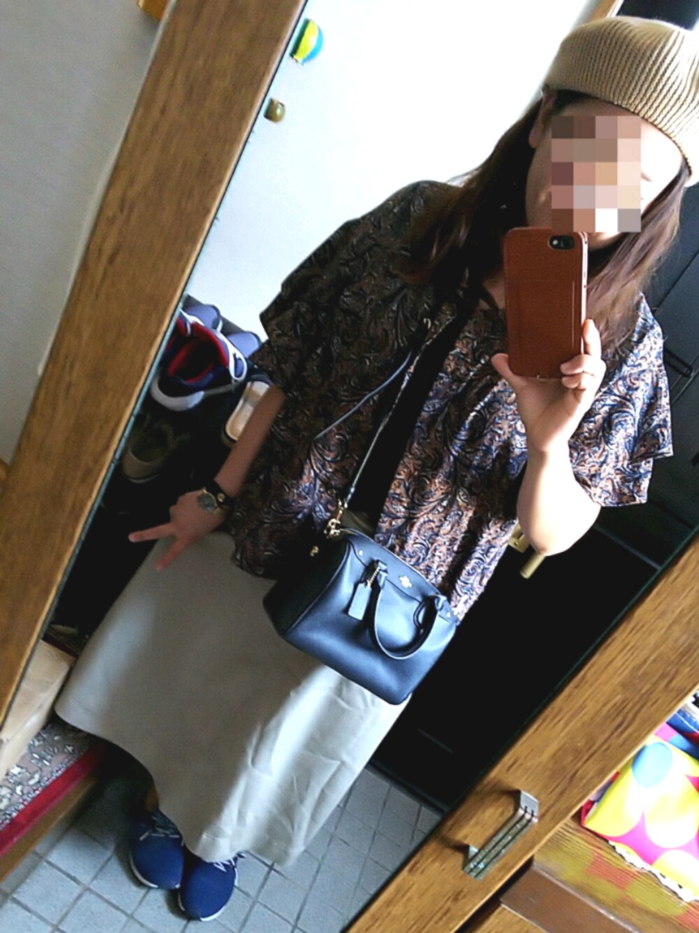 「大きいサイズ、ぽっちゃり、しまむら」｜「イオンのアイテム（スカート、ベージュ系）」を使った、もーちゃんさん（レディース・157cm）の夏コーディネートの1枚目の写真