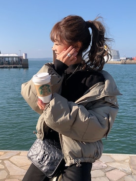 「fifth（フィフス）の中綿ショートダウンコート（ダウンジャケット/コート）」を使った、kannaさん（レディース・162cm）の冬コーディネート