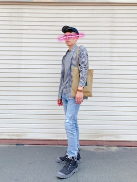 「Abercrombie&Fitch（アバークロンビーアンドフィッチ）のアイテム（帽子）」を使った、markさん（メンズ・169cm）の夏コーディネート