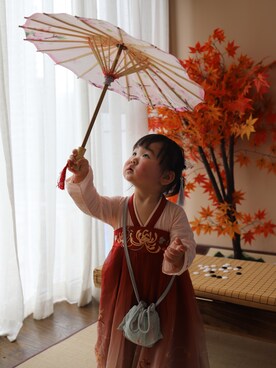 「初立のアイテム（ワンピース、ピンク系）」を使った、帕塔斯基さん（キッズ・90cm）の春コーディネート