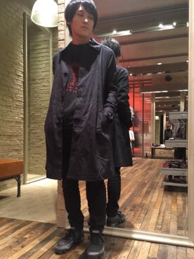 「HYSTERIC GLAMOUR（ヒステリックグラマー）のアイテム（ステンカラーコート）」を使った、NAOKIさん（メンズ・164cm）の冬コーディネート