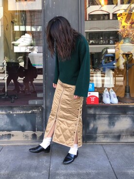 「Johnbull Private labo（ジョンブルプライベートラボ）のアイテム（スカート）」を使った、Lunaさん（レディース・160cm）の秋コーディネート