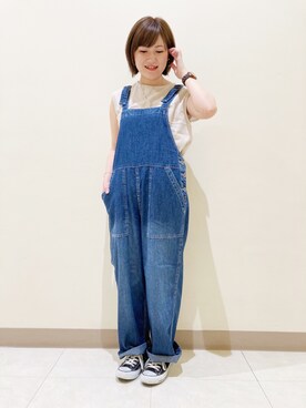 「CUBE SUGAR（キューブシュガー）のアイテム（サロペット/オーバーオール）」を使った、キョウコさん（レディース・160cm）の春コーディネート