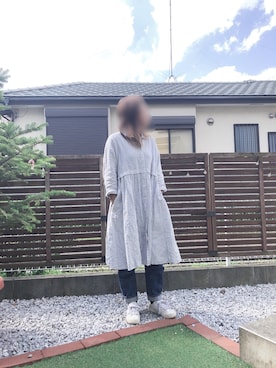 「アイテム（シャツワンピース）」を使った、豆つぶさん（レディース・150cm・40代）の春コーディネート