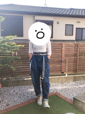 「マムジーンズ」｜豆つぶさん（レディース・150cm）の春コーディネート