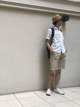 「H&M（エイチ・アンド・エム）のアイテム（ハット）」を使った、tomoomoさん（メンズ・176cm）の夏コーディネート