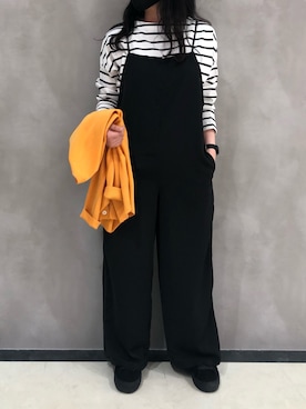 「AMERICAN HOLIC」｜「アイテム（サロペット/オーバーオール）」を使った、ricoさん（レディース・157cm）の冬コーディネート