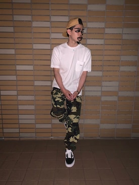 「Timberland（ティンバーランド）のアイテム（キャップ）」を使った、おいちゃんさん（メンズ・170cm）の夏コーディネート