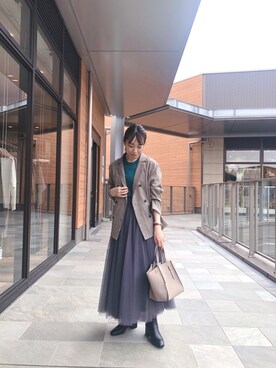 「Chez toi（シェトワ）のアイテム（テーラードジャケット）」を使った、TAKAOKAさん（レディース・156cm）の秋コーディネート