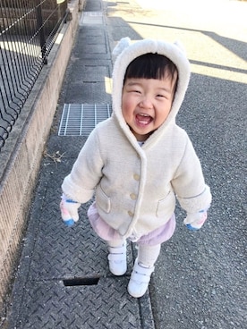 「1歳3ヶ月」｜「アイテム（ジャケット/アウター）」を使った、tickthさん（キッズ・70cm）の冬コーディネート