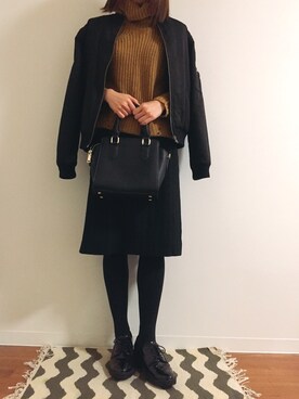「SENSE OF PLACE by URBAN RESEAR」｜「アイテム（MA-1）」を使った、na◡̈さん（レディース・160cm）の冬コーディネート