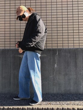 「BACKS（バックス）のアイテム（ジャケット/アウター）」を使った、宮澤茜さん（レディース・152cm）の冬コーディネート