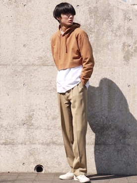 「MR.GENTLEMAN（ミスタージェントルマン）のアイテム（パーカー）」を使った、Ryoさん（メンズ・186cm）の春コーディネート