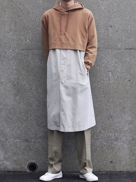 「MR.GENTLEMAN（ミスタージェントルマン）のアイテム（パーカー）」を使った、Ryoさん（メンズ・186cm）の冬コーディネート