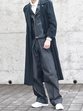 「shiyoh」｜「アイテム（ライダースジャケット）」を使った、Ryoさん（メンズ・186cm）の冬コーディネート