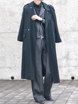 「JOHN LAWRENCE SULLIVAN（ジョンローレンスサリバン）のRIGID DENIM WIDE PANTS（デニムパンツ）」を使った、Ryoさん（メンズ・186cm）の春コーディネート