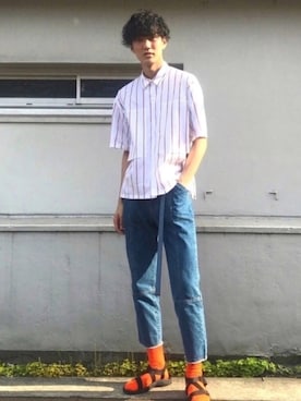 「RAGEBLUE（レイジブルー）のアイテム（レッグウェア）」を使った、Ryoさん（メンズ・186cm）の春コーディネート