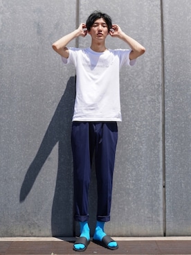「MR.GENTLEMAN（ミスタージェントルマン）のアイテム（パンツ）」を使った、Ryoさん（メンズ・186cm）の夏コーディネート