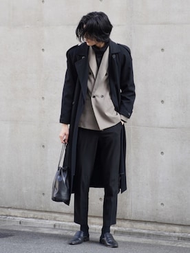 「オーバーコート」｜「アイテム（トレンチコート）」を使った、Ryoさん（メンズ・186cm）の冬コーディネート