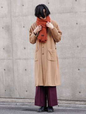 マフラーを使った 暖色系 の人気ファッションコーディネート Wear