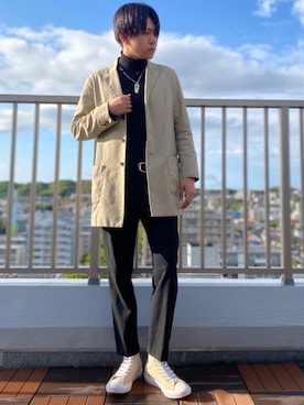 「古着好きな人と繋がりたい」｜「アイテム（トレンチコート）」を使った、M-SEEKさん（メンズ・176cm）の春コーディネート
