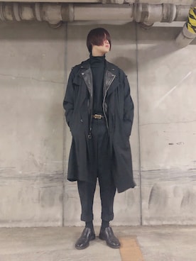 「BLK DNM（ブラックデニム）のアイテム（ライダースジャケット）」を使った、こうすけ。さん（メンズ・184cm）の春コーディネート