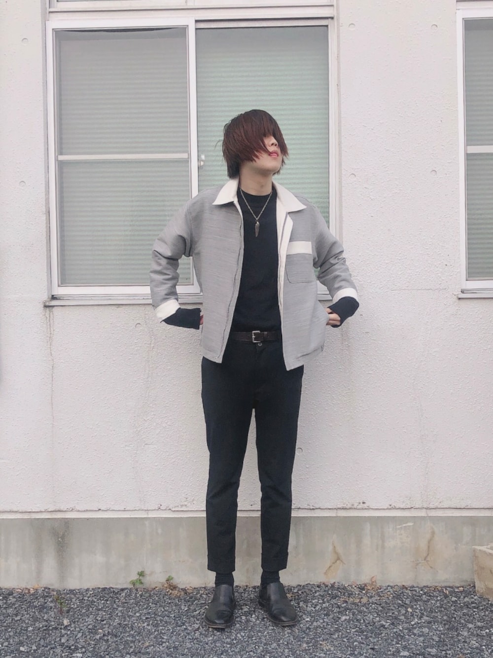 「今日のコーデ、キレイめ、革靴、N.HOOLYWOOD、ATON、YAECA、JILSANDER、RAF SIMONS、Hender Scheme、サンプル品」｜「N.HOOLYWOODのアイテム（ジャケット/アウター、グレー系）」を使った、こうすけ。さん（メンズ・184cm）の春コーディネートの1枚目の写真