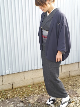 「着物コーデ」｜「アイテム（オールインワン・サロペット）」を使った、Asamiさん（レディース・162cm）の秋コーディネート