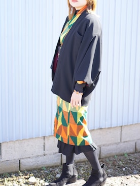 「着物コーデ」｜「アイテム（ジャケット/アウター）」を使った、Asamiさん（レディース・162cm）の秋コーディネート