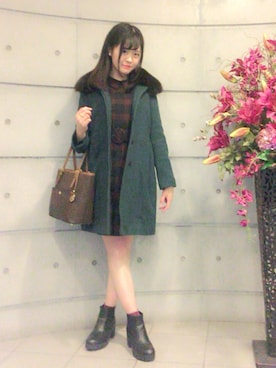 「MichaelKors」｜「アイテム（ワンピース/ドレス）」を使った、浅見怜美さん（レディース・155cm）の冬コーディネート