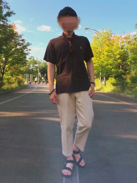 サンダルを使った ダークブラウン のメンズ人気ファッションコーディネート Wear サンダルを使った ダークブラウン のメンズ人気ファッションコーディネート Wear