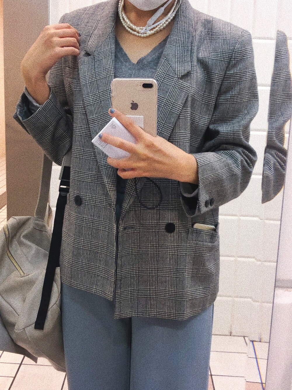 「GU、秋コーデ、ジャケット、10月、ootd、秋のコーデ」｜「miss parisのアイテム（テーラードジャケット、グレー系）」を使った、Iさん（レディース・161cm）の秋コーディネートの1枚目の写真