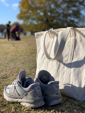 「L.L.Bean（エルエルビーン）のアイテム（トートバッグ、ホワイト系）」を使った、PEIさん（メンズ・169cm）の秋コーディネート