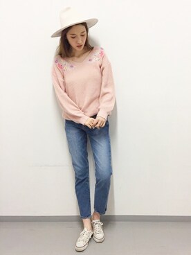 「＃デニム」｜「アイテム（帽子）」を使った、dazzlin SHOP STAFFさん（レディース・164cm）の春コーディネート
