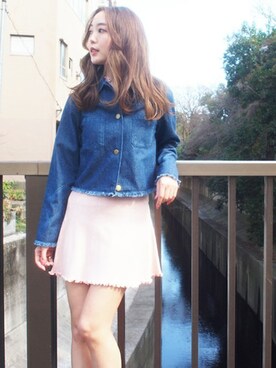 「＃デニム」｜「アイテム（デニムジャケット）」を使った、dazzlin SHOP STAFFさん（レディース・162cm）の春コーディネート
