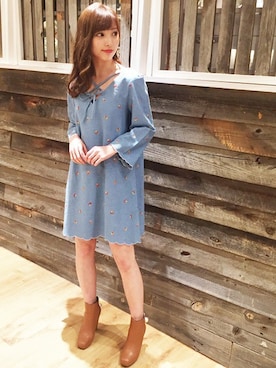 「＃デニム」｜「アイテム（ブーツ）」を使った、dazzlin SHOP STAFFさん（レディース・153cm）の春コーディネート