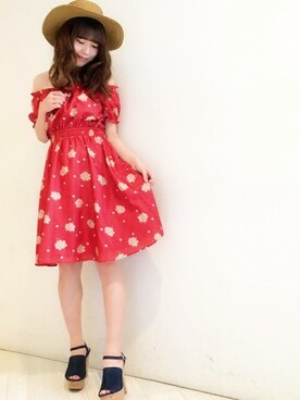 「dazzlin（ダズリン）のアイテム（帽子）」を使った、dazzlin SHOP STAFFさん（レディース・162cm）の春コーディネート