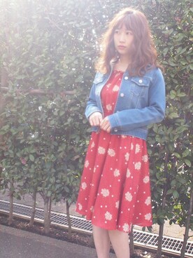 「＃デニム」｜「アイテム（デニムジャケット）」を使った、dazzlin SHOP STAFFさん（レディース・153cm）の春コーディネート