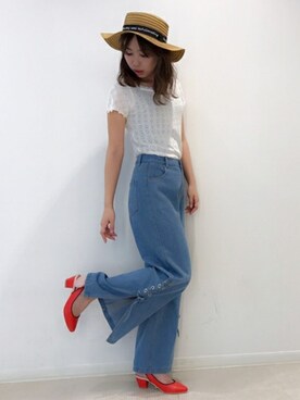 「＃デニム」｜「アイテム（帽子）」を使った、dazzlin SHOP STAFFさん（レディース・164cm）の春コーディネート