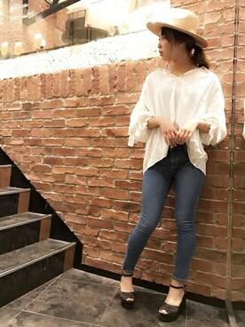 「＃デニム」｜「アイテム（サンダル）」を使った、dazzlin SHOP STAFFさん（レディース・164cm）の春コーディネート